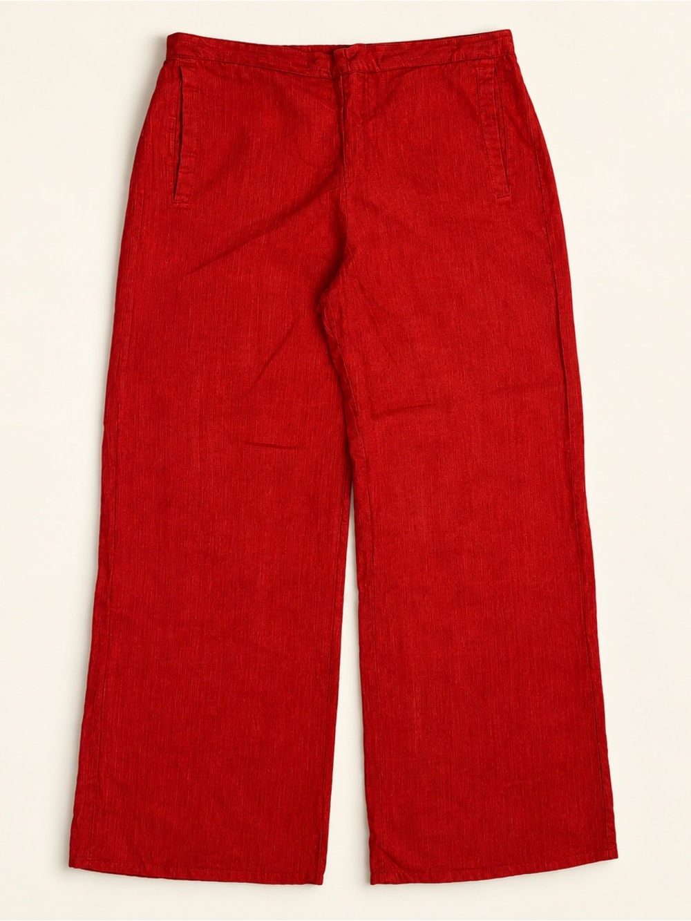 FLAX 100% Linen Red Variegated Wide-Leg Women’s Pants